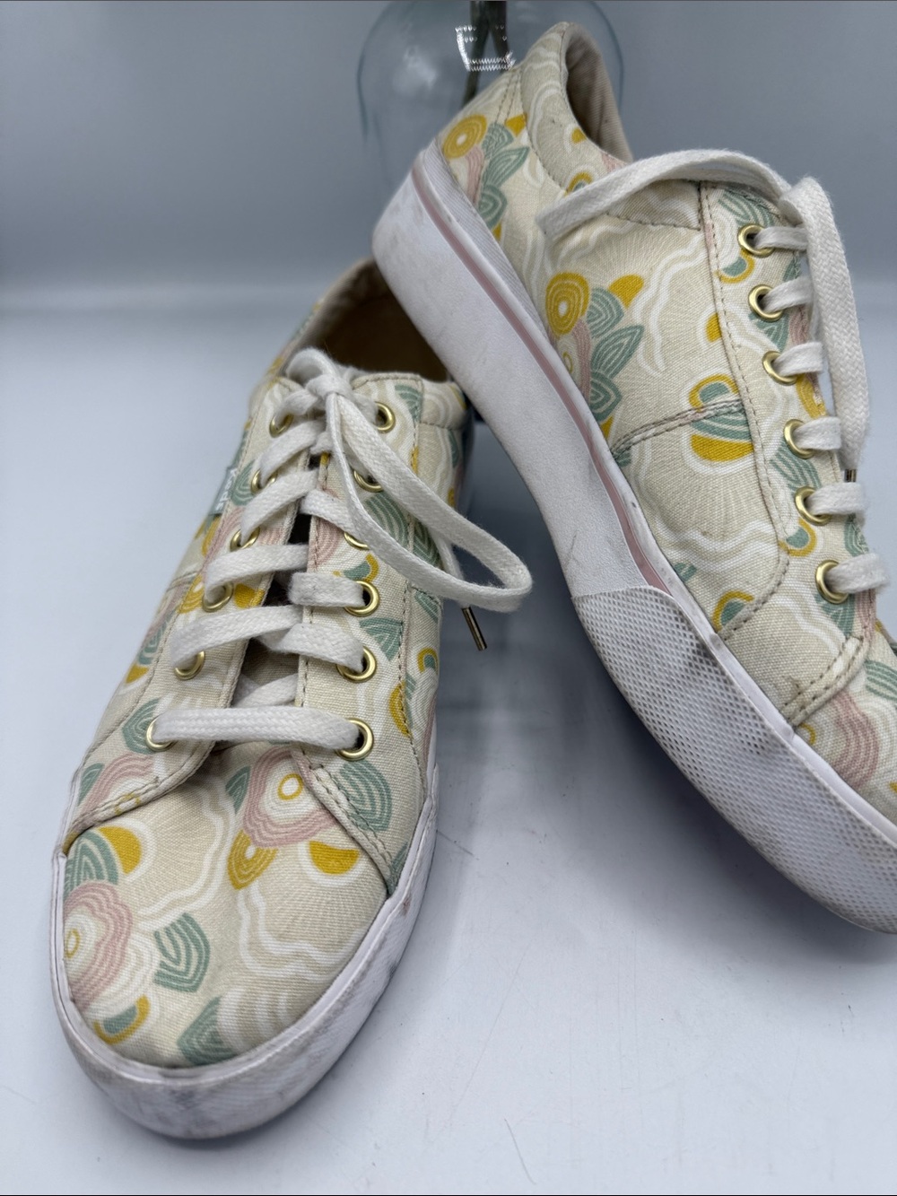 Keds Women's Cream Floral Canvas Sneakers - Casual Lace-Up